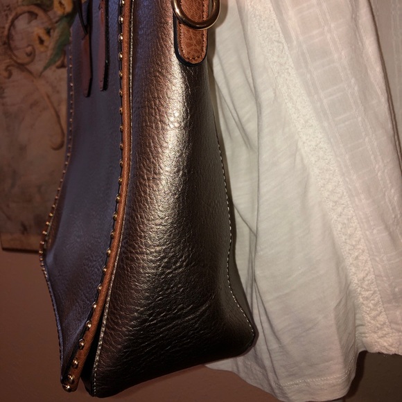 Treska Silver & Brown Studded Shoulder Bag - NWOT - Picture 4 of 16